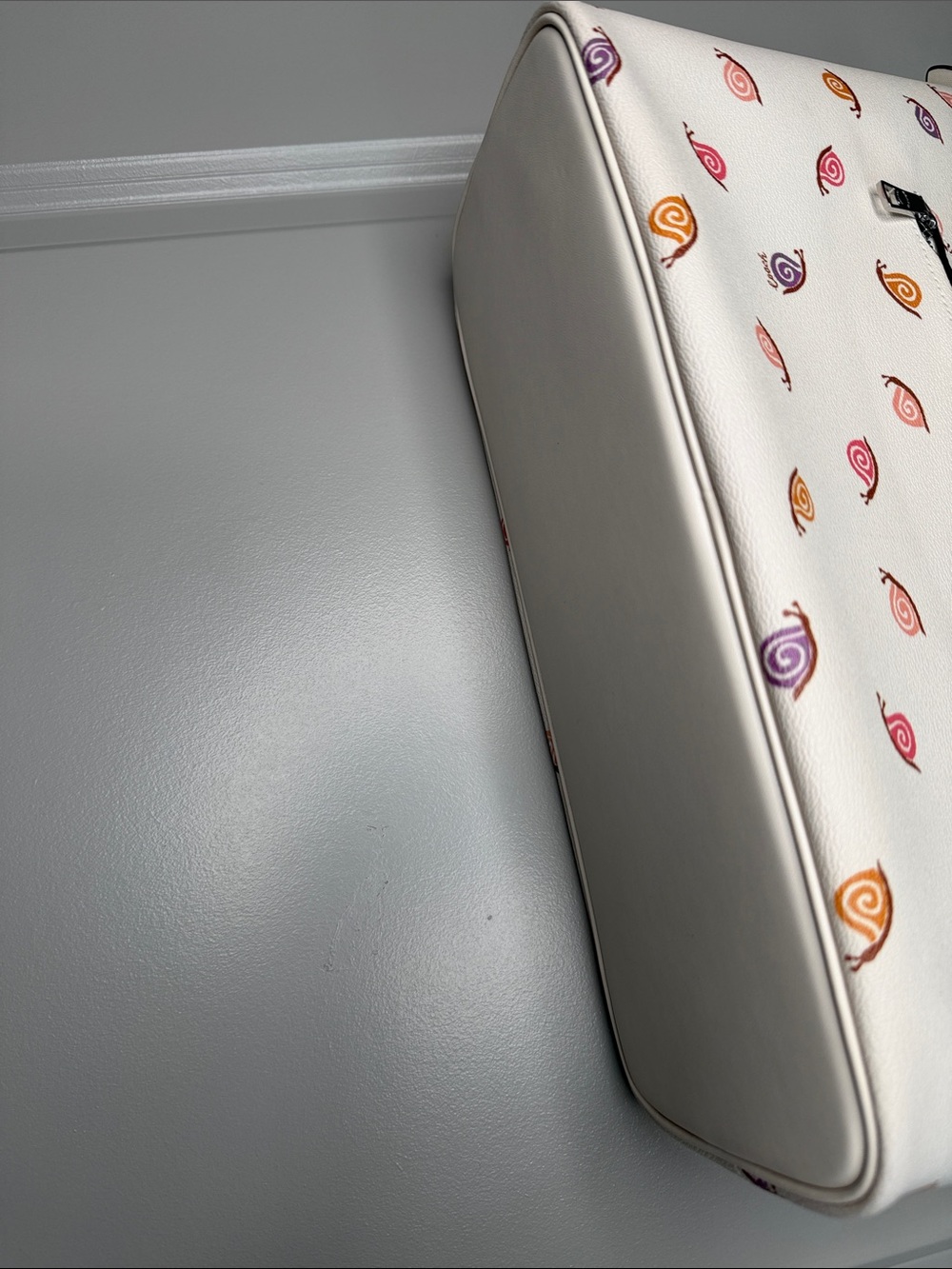 Coach Beige Leather Tote with Multicolor Snail Motif - Picture 3 of 4